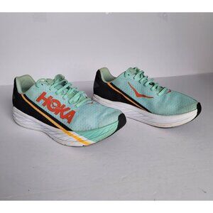 Hoka One One Unisex Rocket X Eggshell Blue-Black Running Shoes. Size 12.5